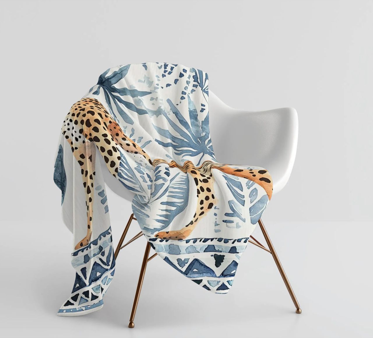 Boho Cheetah Abstract Print, Blauer Wandkunstdruck Fleecedecke von Boheme