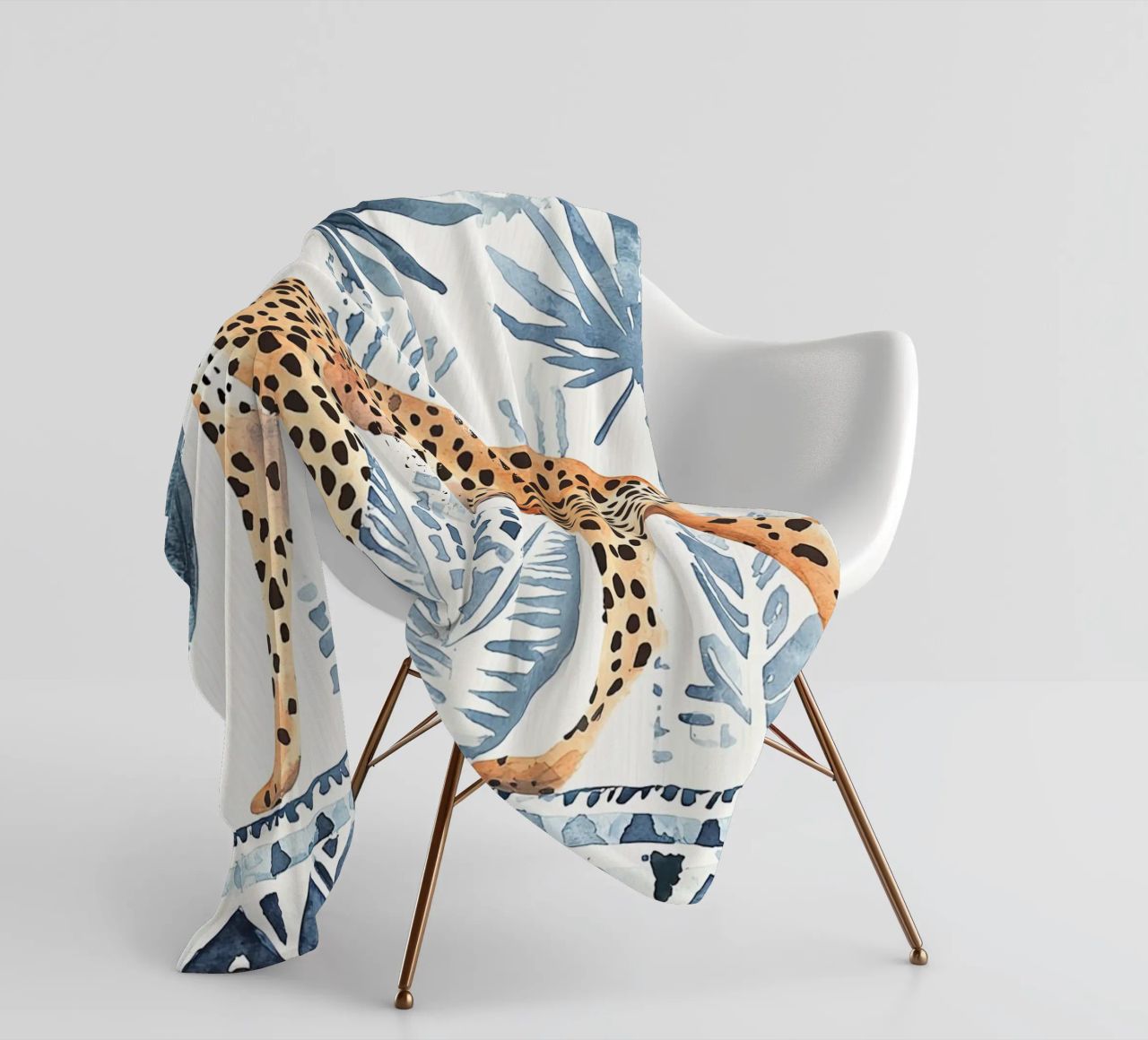 Boho Cheetah Abstract Print, Blauer Wandkunstdruck Fleecedecke von Boheme