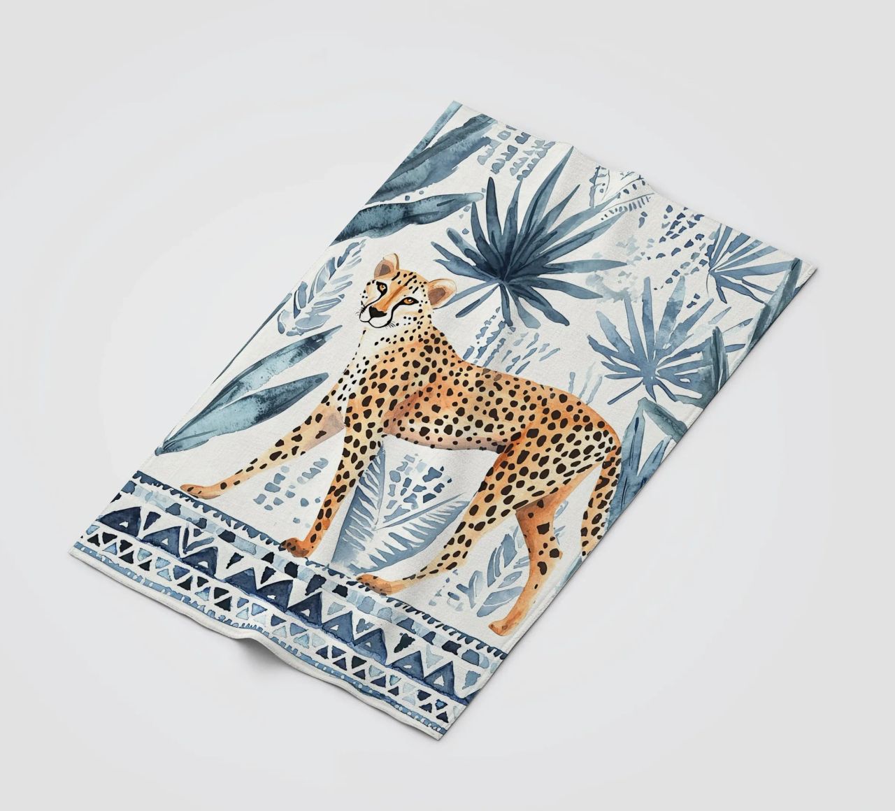 Boho Cheetah Abstract Print, Blauer Wandkunstdruck Fleecedecke von Boheme