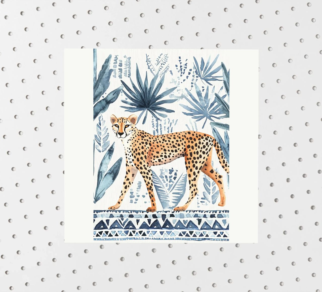 Boho Cheetah Abstract Print, Blauer Wandkunstdruck Sticker von Boheme
