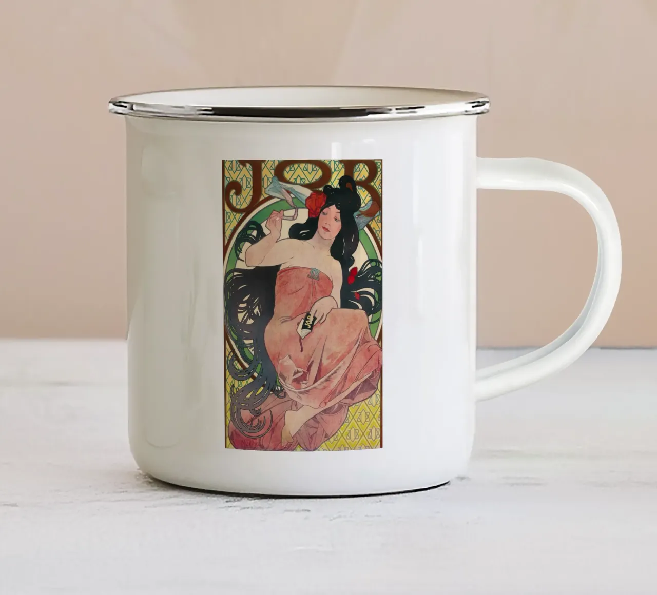 Alphonse Mucha - Lavoro tazza in smalto da Timeless Artworks