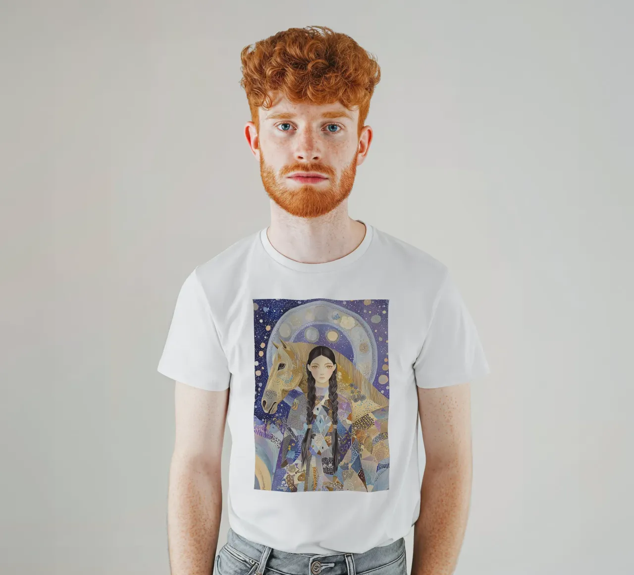 Boho Celestial Print, Horse Wall Art, Abstract Animal Art t-shirt by Boheme