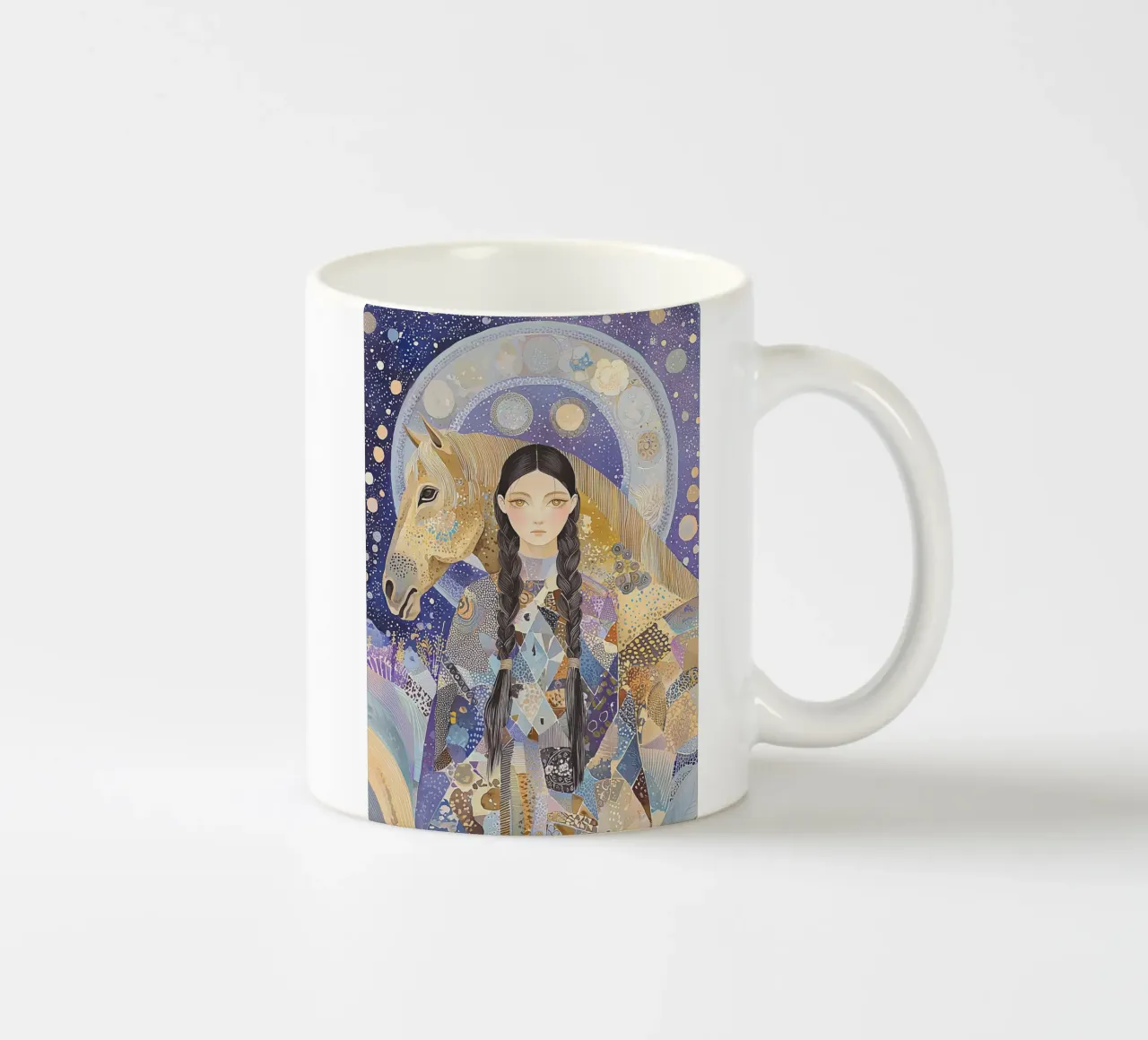 Boho Hemelse Print, Paardenmuurkunst, Abstracte Dierenkunst keramische mok van Boheme