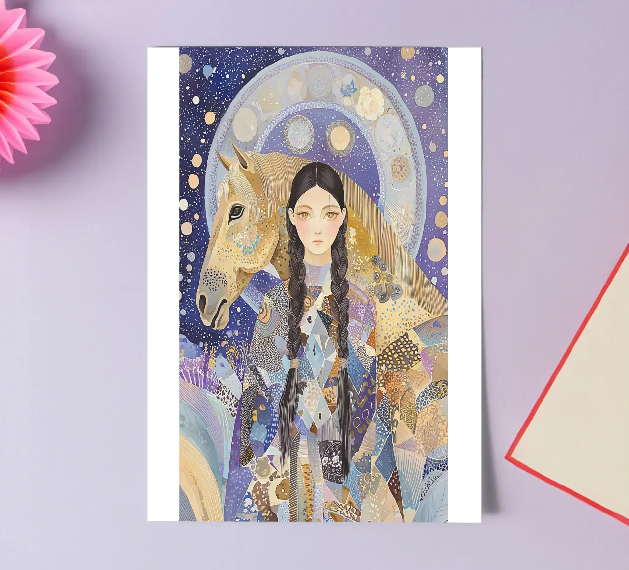 Boho Celestial Print, Pferd Wandkunst, Abstrakte Tier Kunst Stickerbogen von Boheme