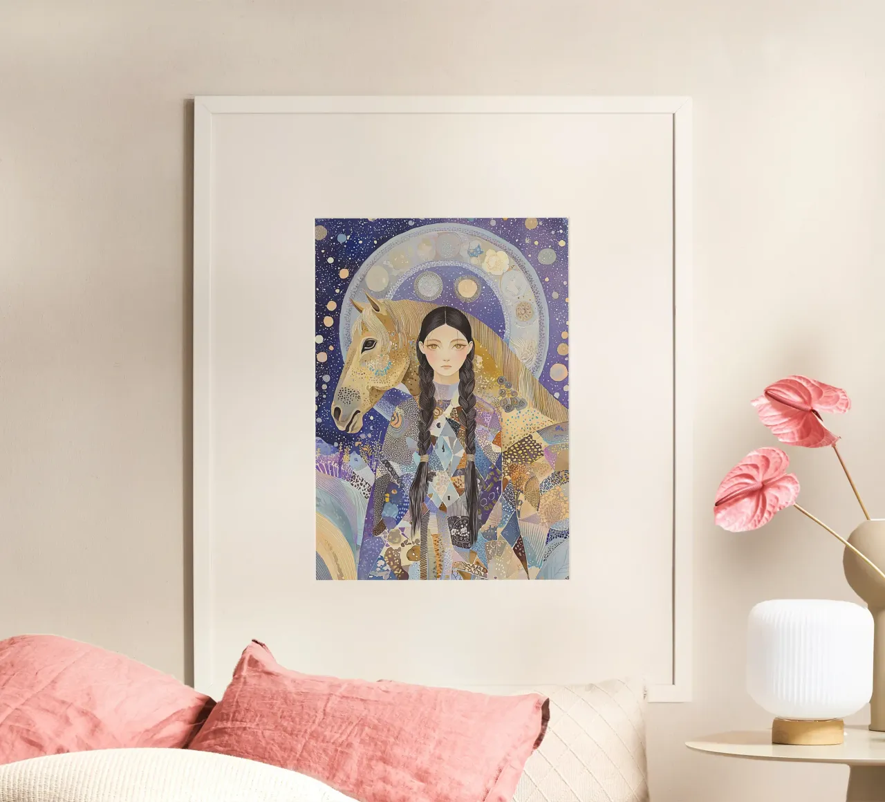 Boho Celestial Print, Pferd Wandkunst, Abstrakte Tier Kunst Hahnemühle von Boheme