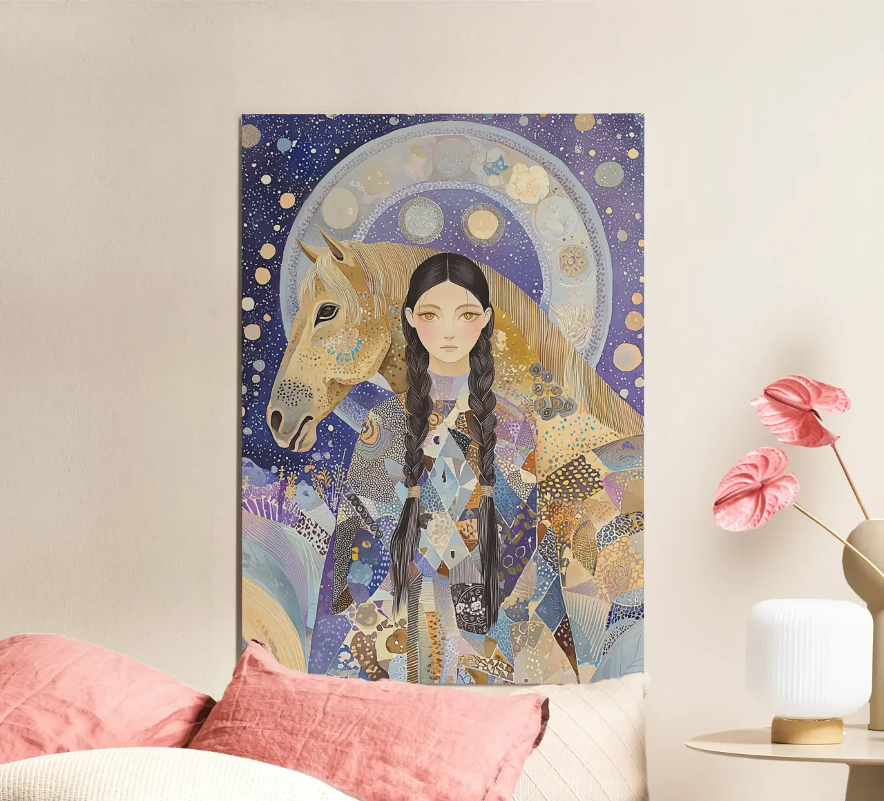 Boho Celestial Print, Pferd Wandkunst, Abstrakte Tier Kunst Hahnemühle von Boheme