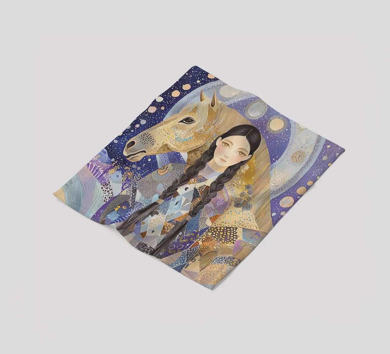 Boho Celestial Print, Pferd Wandkunst, Abstrakte Tier Kunst Fleecedecke von Boheme