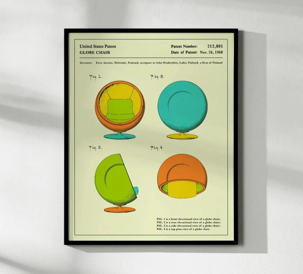 Globe Chair (1968) poster con telaio in alluminio da Jazzberry Blue