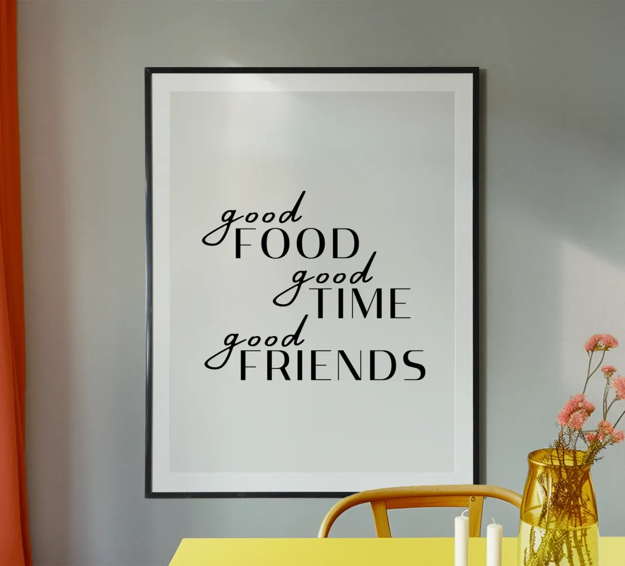 buon cibo buon tempo buoni amici poster con telaio in plastica da ArtDesign by KBK