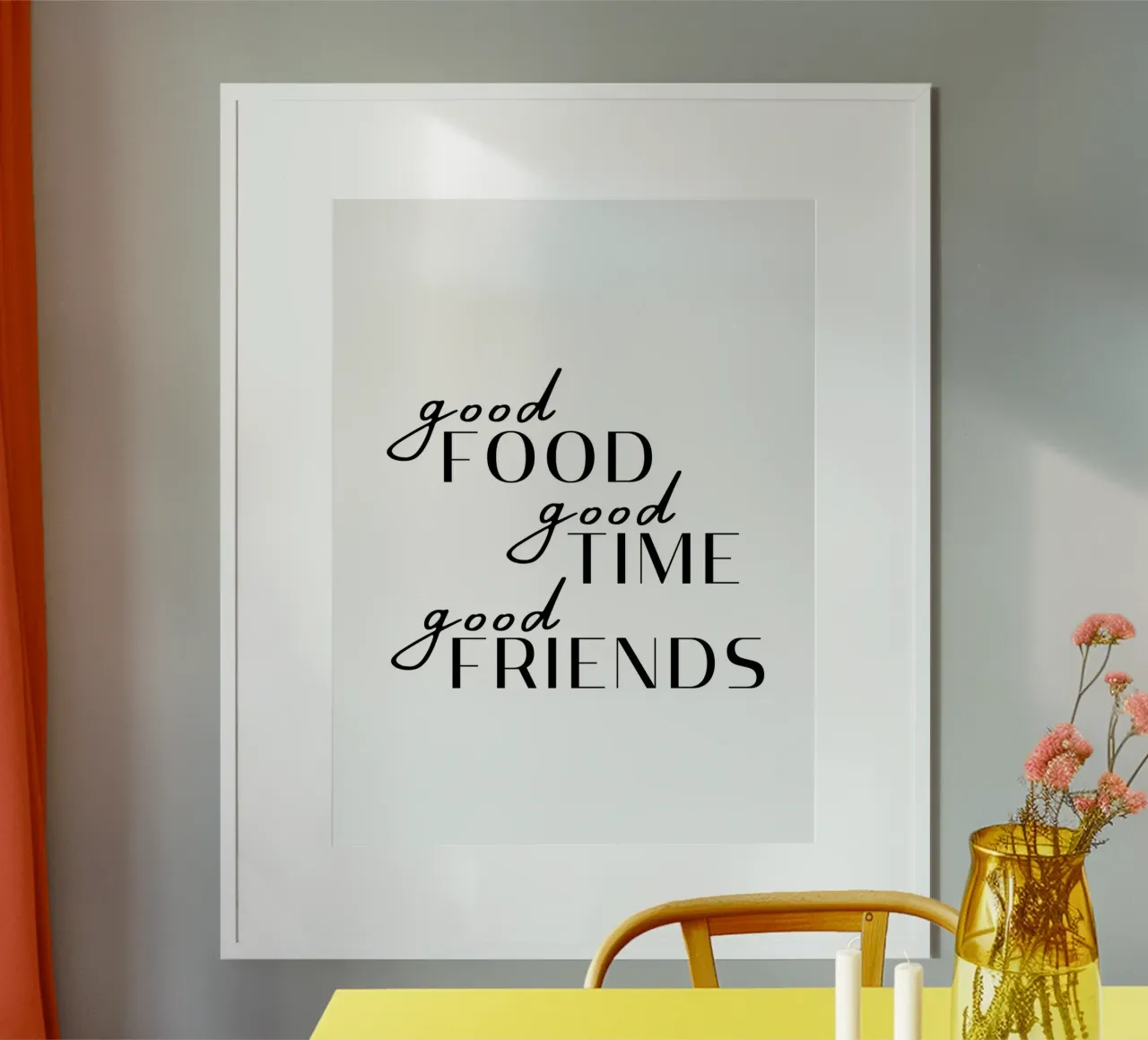 buon cibo buon tempo buoni amici poster con telaio in plastica da ArtDesign by KBK