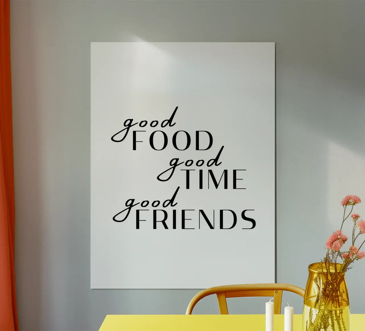 buon cibo buon tempo buoni amici poster con telaio in plastica da ArtDesign by KBK