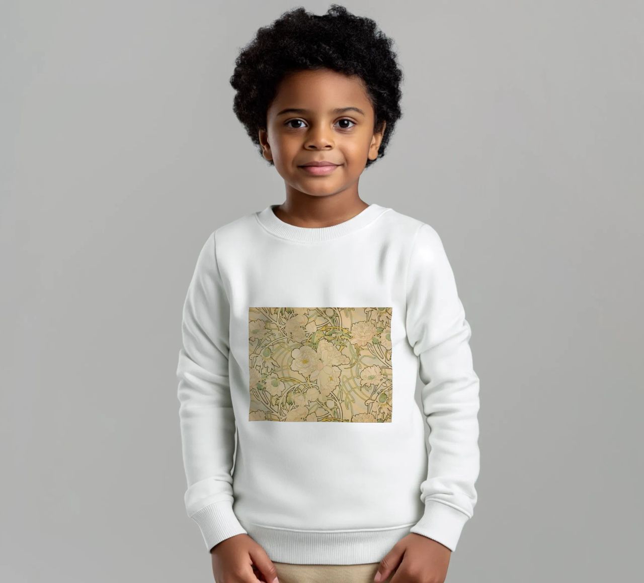 Alphonse Mucha - Flores sudadera para niño de Timeless Artworks