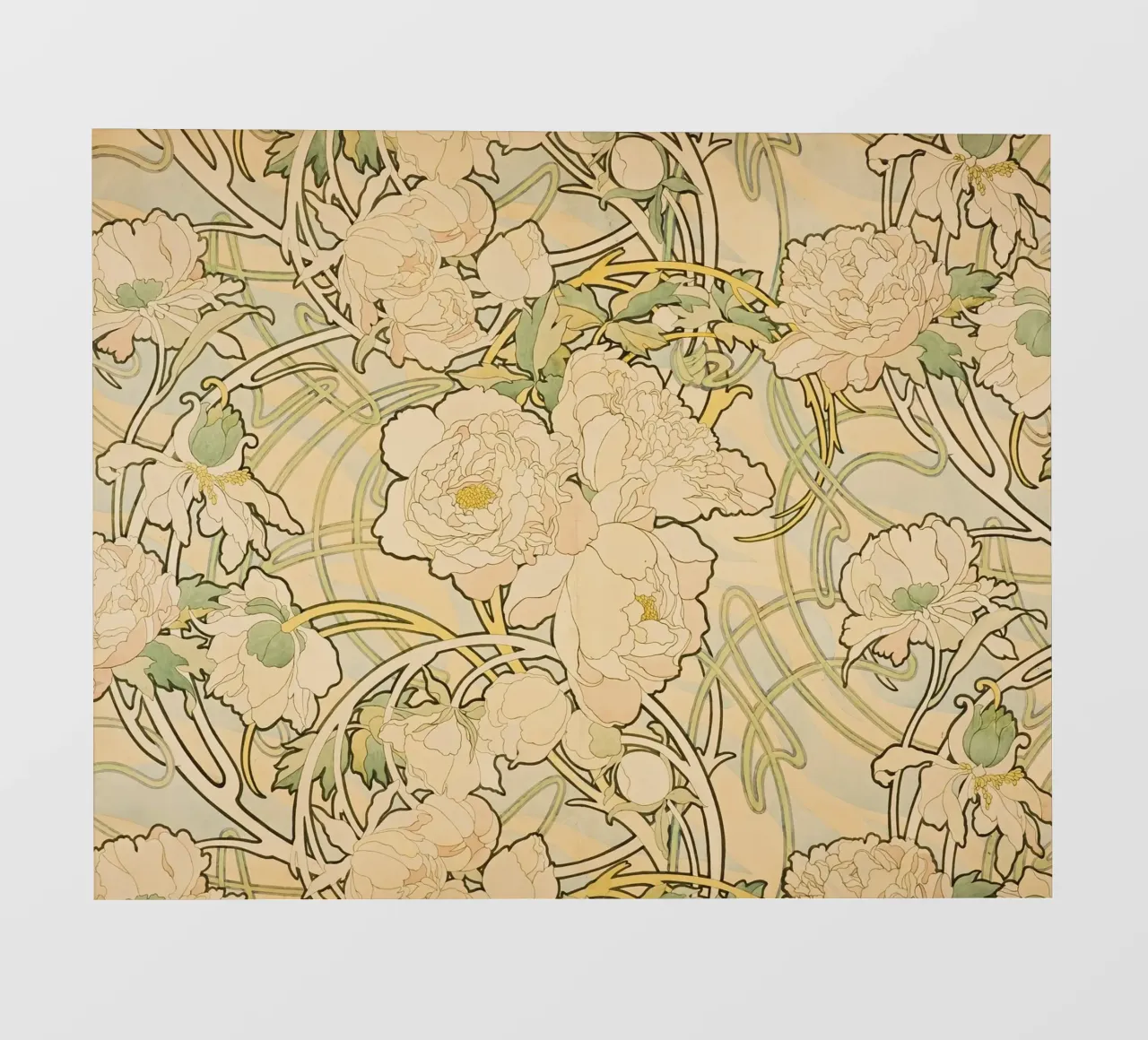 Alphonse Mucha - Fiori carta da parati fotografica da Timeless Artworks