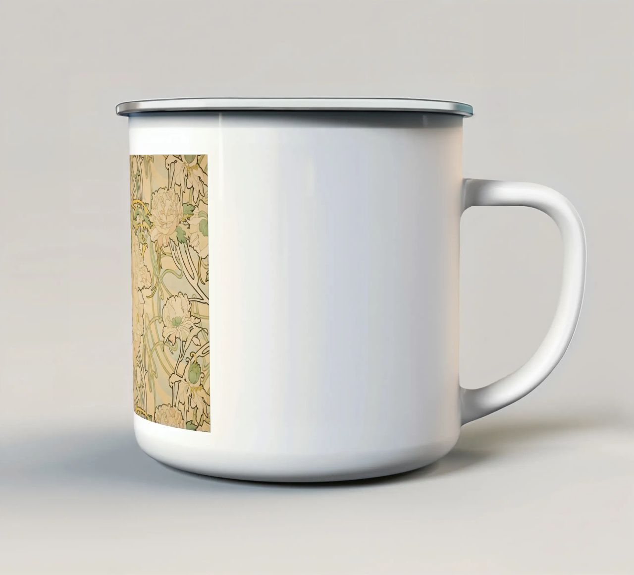 Alphonse Mucha - Fiori tazza in smalto da Timeless Artworks