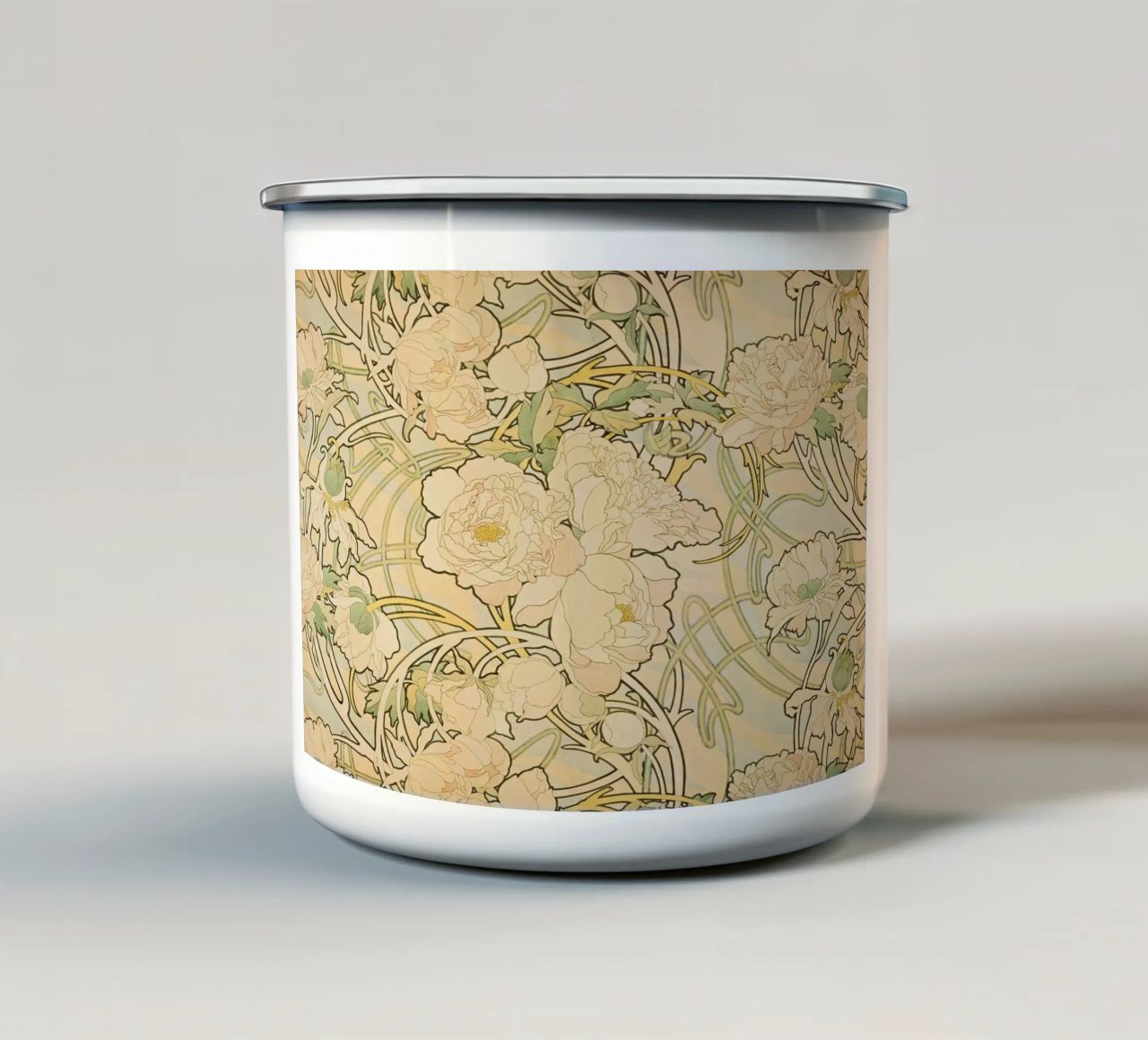 Alphonse Mucha - Fiori tazza in smalto da Timeless Artworks