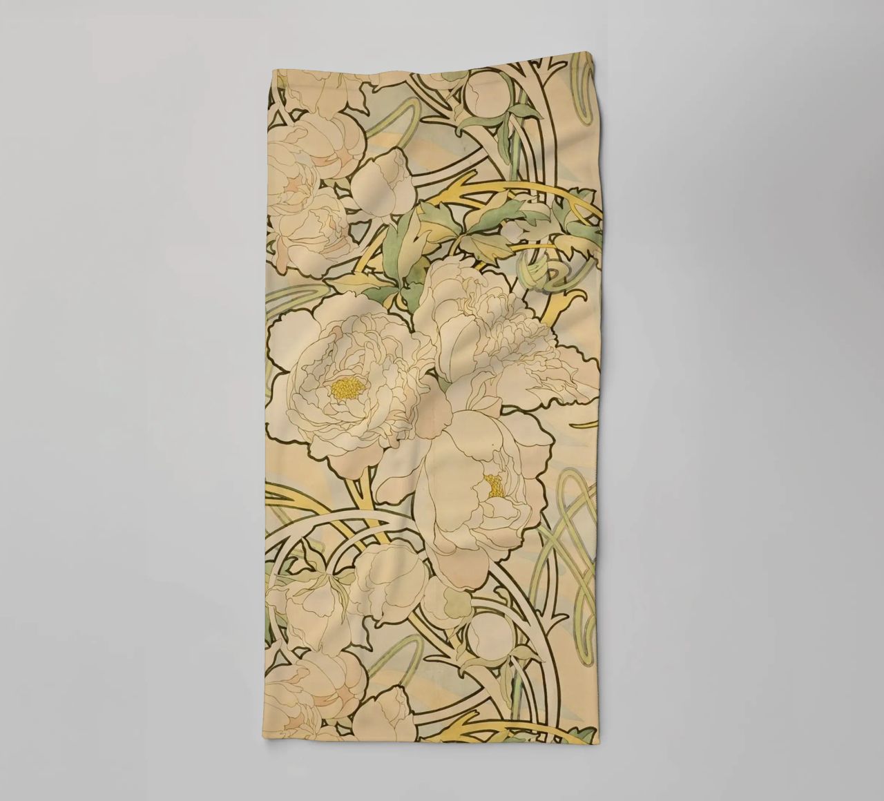 Alphonse Mucha - Flores toalla de baño de Timeless Artworks