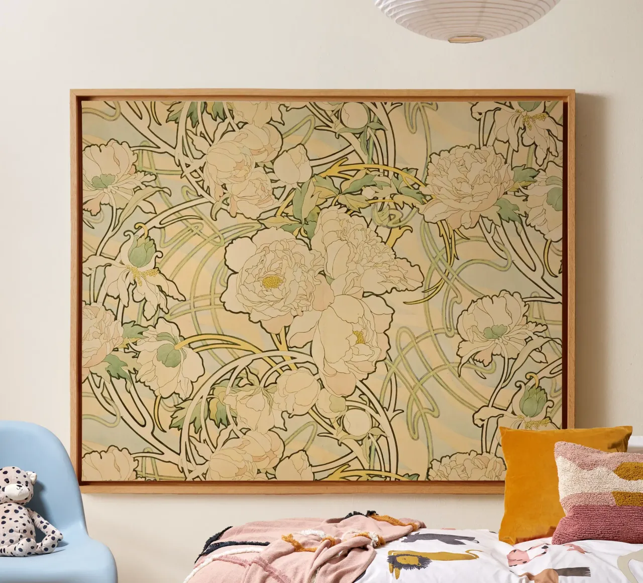 Alphonse Mucha - Fiori tela con Cornice a cassetta da Timeless Artworks