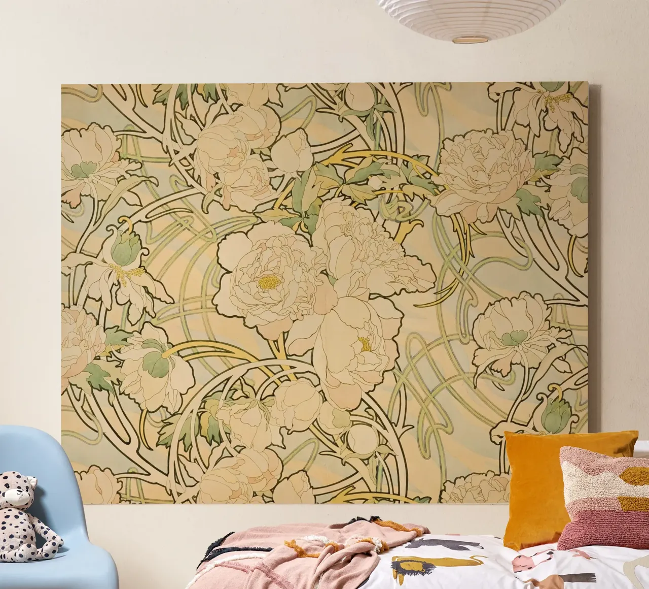 Alphonse Mucha - Fiori tela con Cornice a cassetta da Timeless Artworks