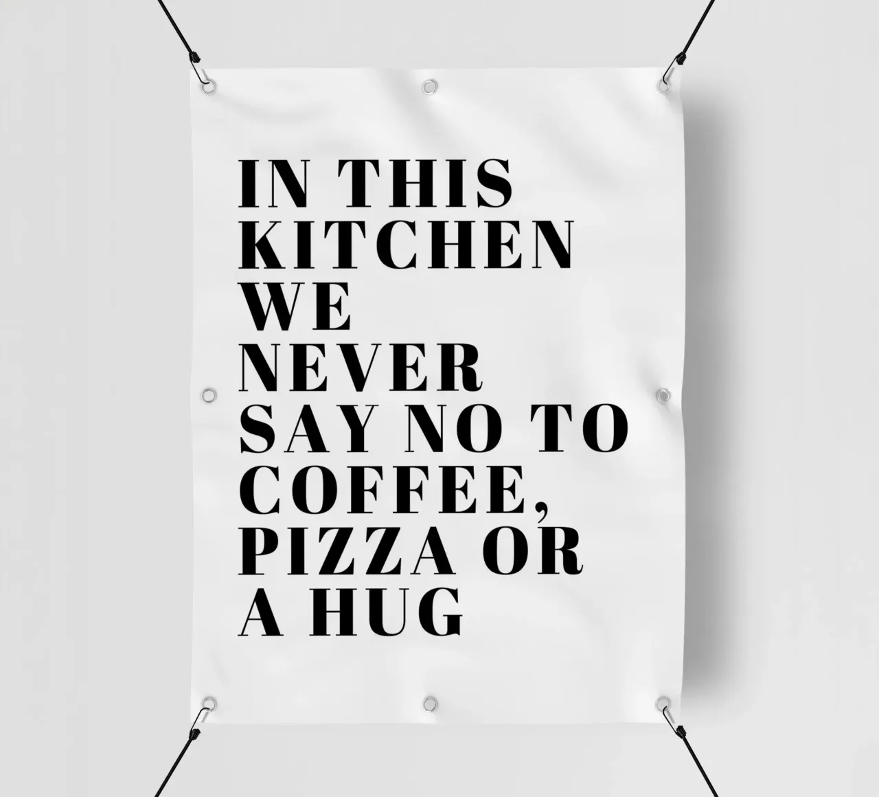 IN QUESTA CUCINA NON DICIAMO MAI DI NO AL CAFFÈ, ALLA PIZZA O A UN ABBRACCIO telo in pvc da ArtDesign by KBK