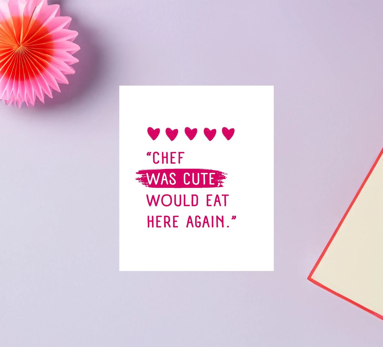 "CHEF WAS CUTE, WOULD EAT HERE AGAIN." sticker by ArtDesign by KBK