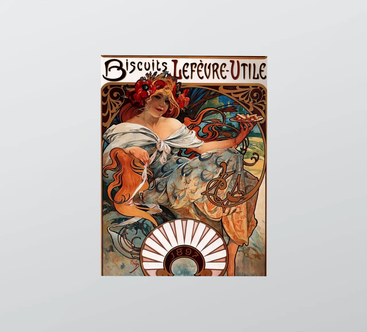 Alphonse Mucha - Biscuits Lefevre Utile sticker by Timeless Artworks