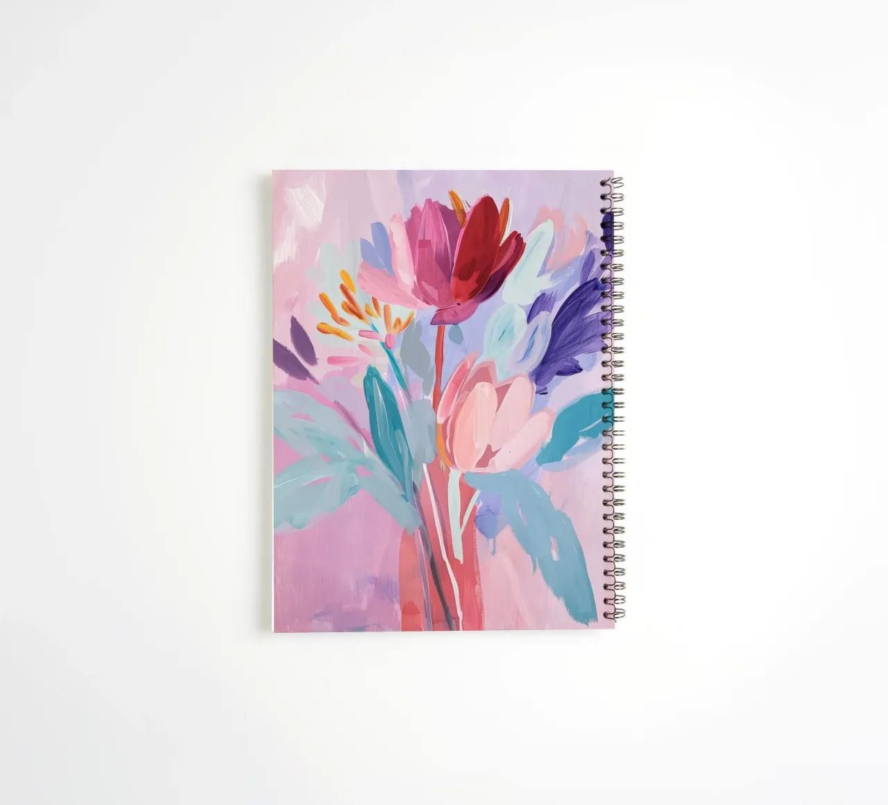 Floral Abstract Poster, Colourful Wall Art, Botanical Print spiral notebook by Boheme