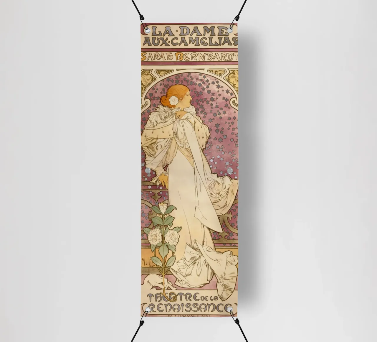 Alphonse Mucha - La signora delle camelie . 1896 telo in pvc da Timeless Artworks