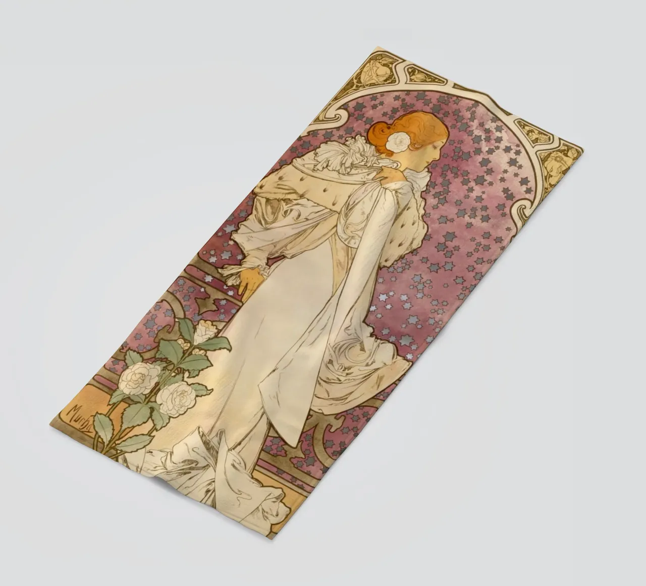 Alphonse Mucha - La signora delle camelie . 1896 telo mare da Timeless Artworks