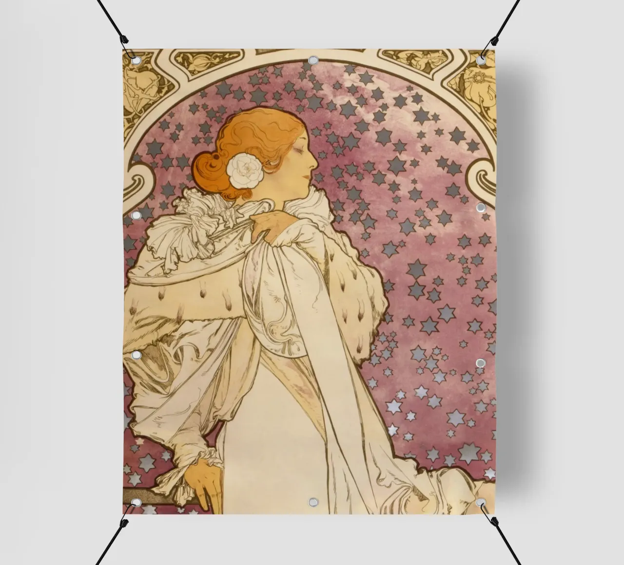 Alphonse Mucha - La signora delle camelie telo in pvc da Timeless Artworks