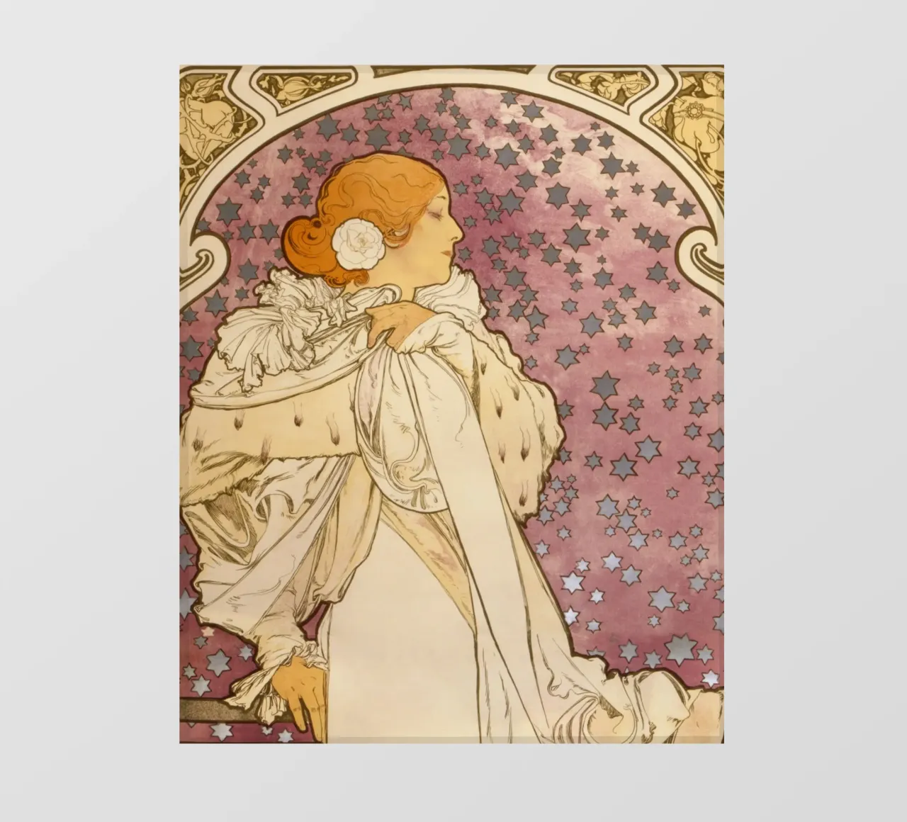 Alphonse Mucha - La signora delle camelie telo in pvc da Timeless Artworks