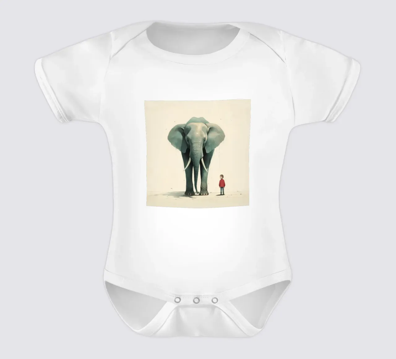 Minimal Elephant 2 short-sleeve baby romper by Minimal Animal Art
