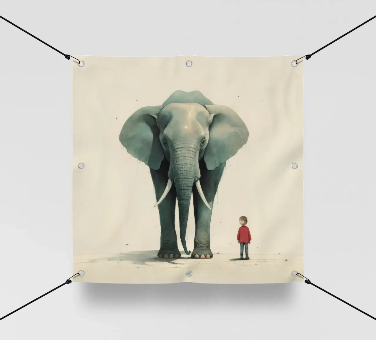 Elefante minimale 2 telo in pvc da Minimal Animal Art
