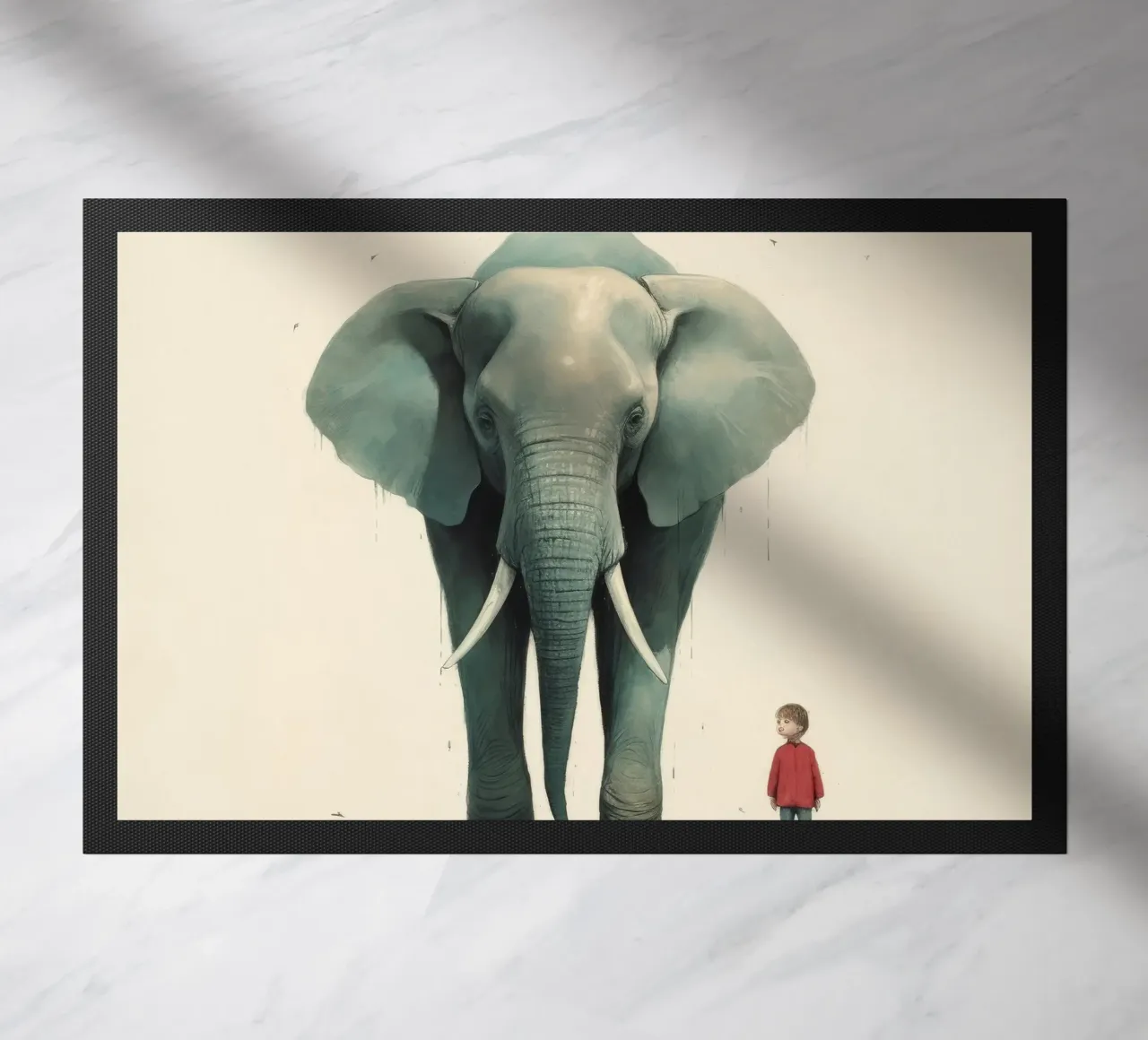Minimal Elephant 2 doormat by Minimal Animal Art