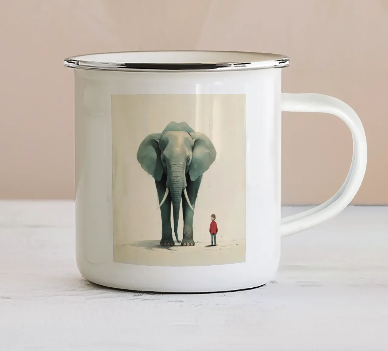 Elefante minimale 2 tazza in smalto da Minimal Animal Art