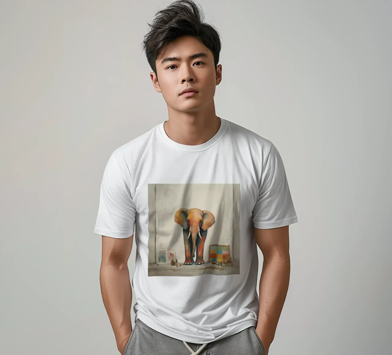 Elefante minimale 3 t-shirt da Minimal Animal Art