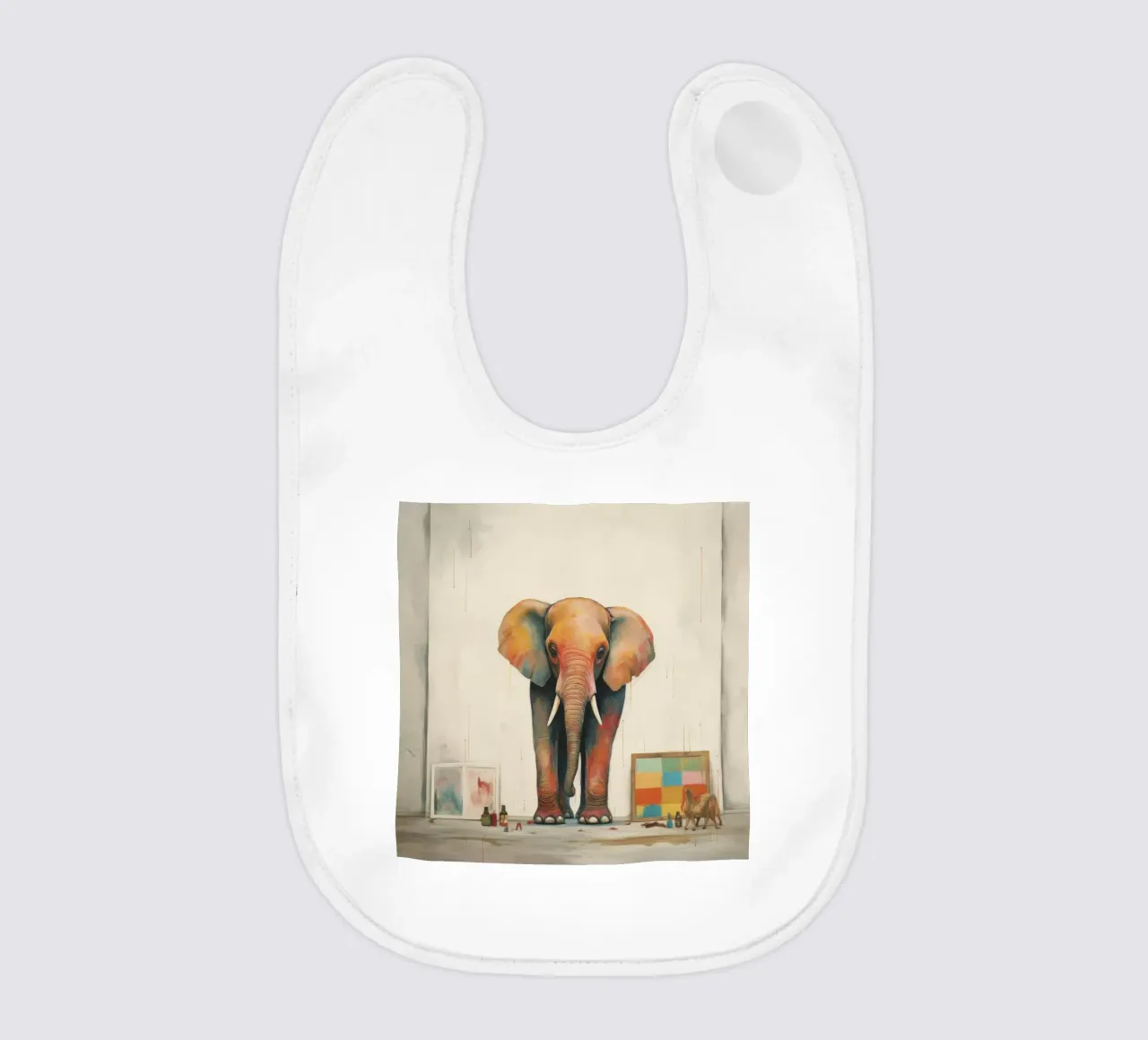 Elefante minimale 3 bavaglino da Minimal Animal Art