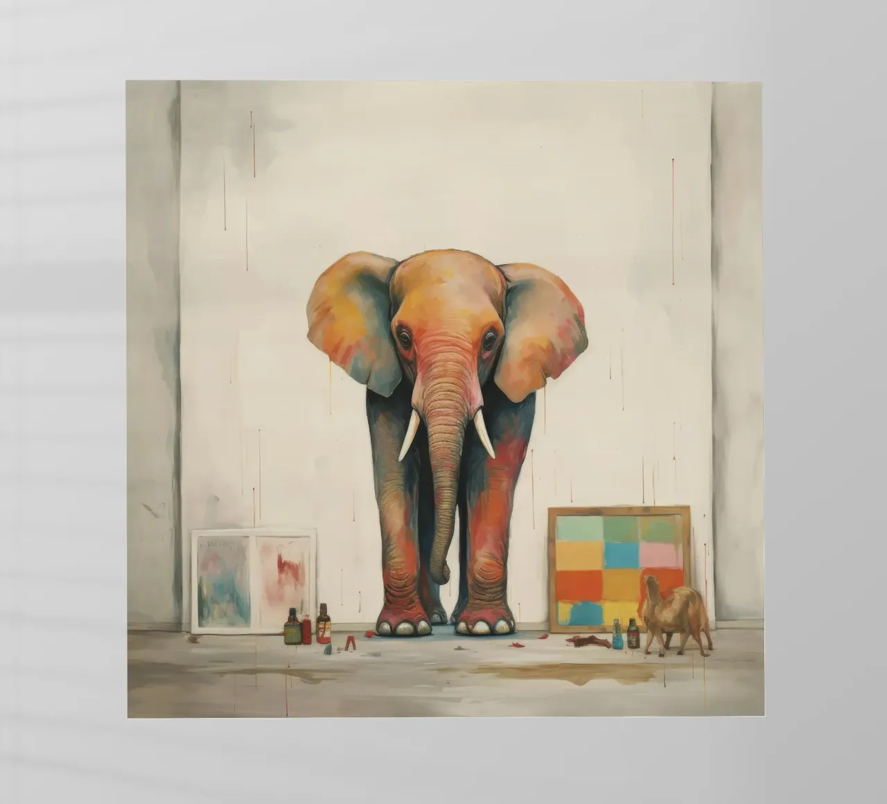 Elefante minimale 3 pellicola backlit da Minimal Animal Art