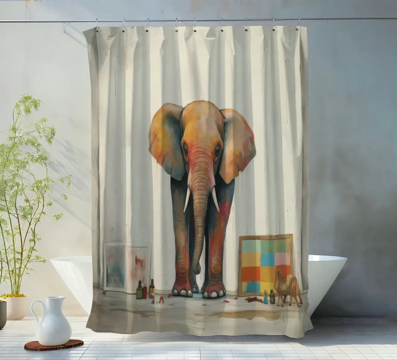 Elefante minimale 3 tenda da doccia da Minimal Animal Art