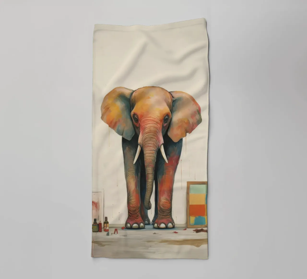 Minimal Elephant 3 towel by Minimal Animal Art
