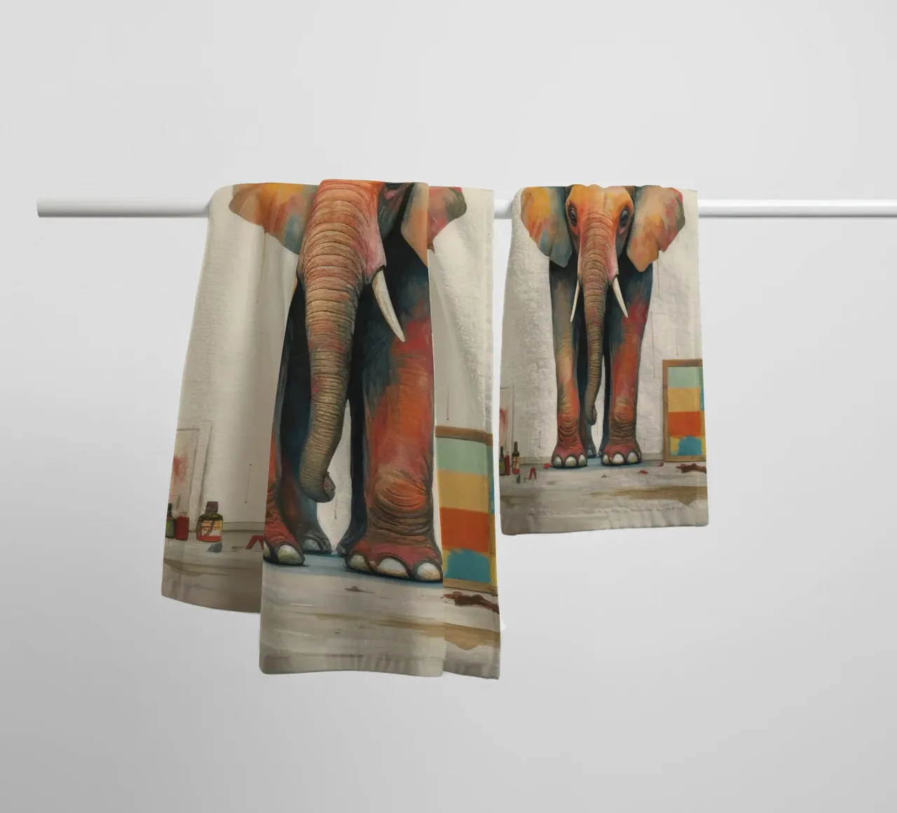 Minimal Elephant 3 towel by Minimal Animal Art