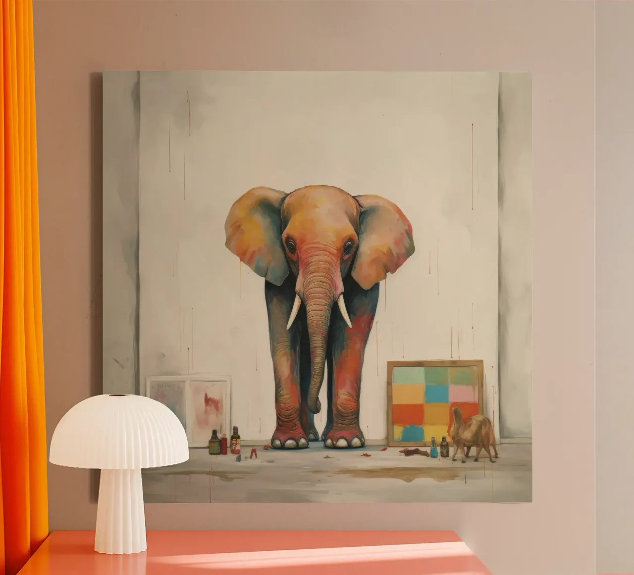 Minimal Elephant 3 canvas by Minimal Animal Art