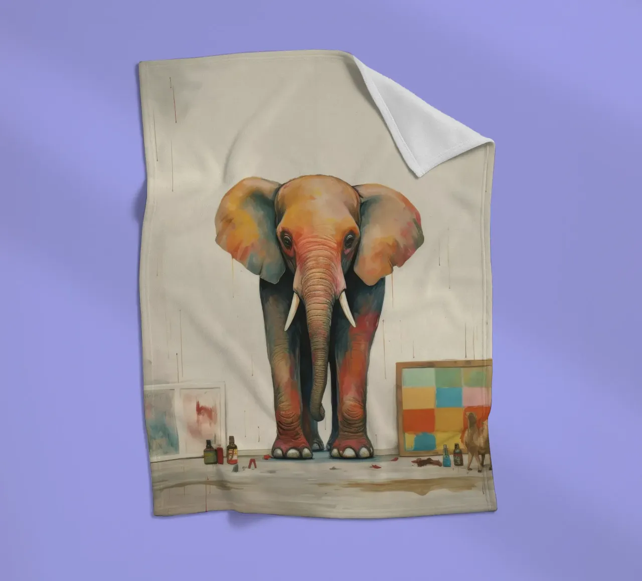 Elefante minimale 3 coperta in pile da Minimal Animal Art