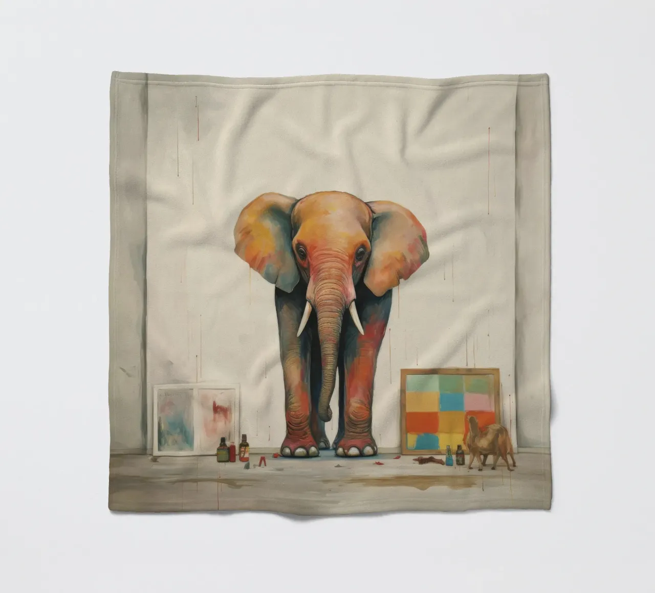 Elefante minimale 3 coperta in pile da Minimal Animal Art