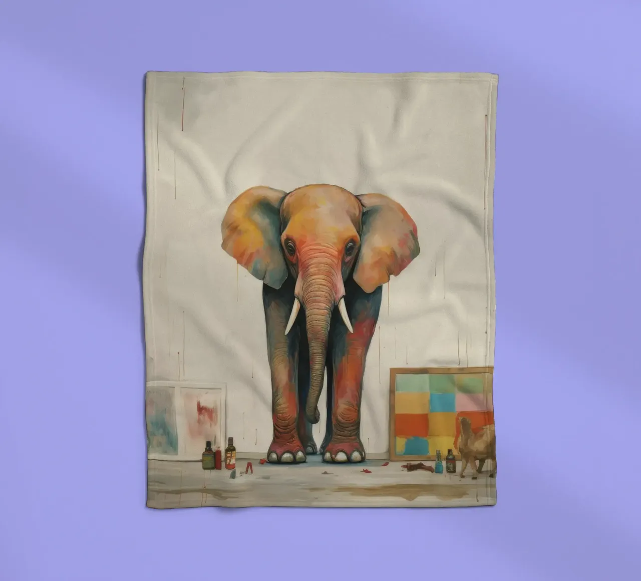 Elefante minimale 3 coperta in pile da Minimal Animal Art