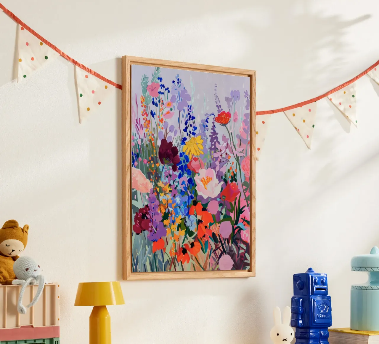 Flower Poster, Botanical Print, Wildflowers, Pastel Wall Art acrylic glass by Boheme