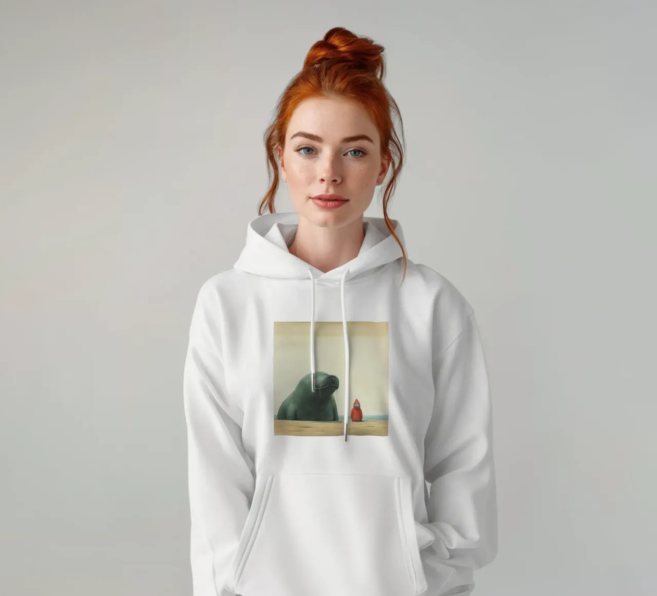 Sigillo Elefante Minimo 2 felpa con cappuccio da Minimal Animal Art