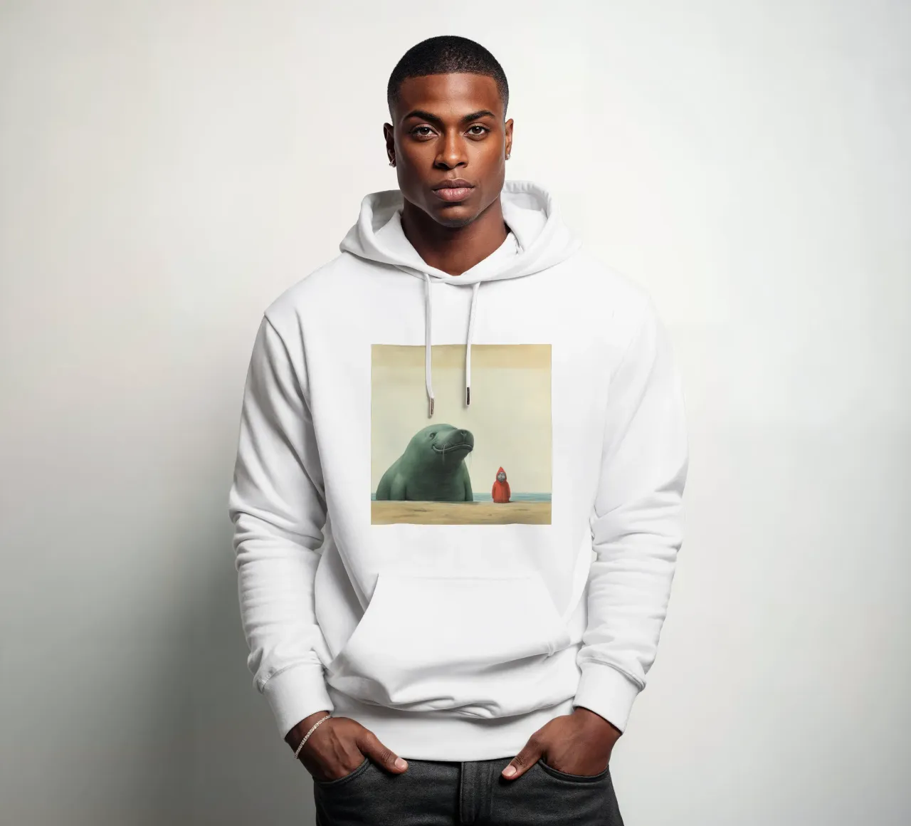 Sigillo Elefante Minimo 2 felpa con cappuccio da Minimal Animal Art