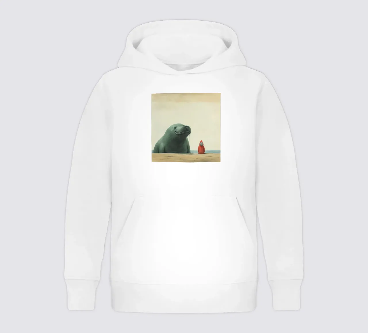 Sigillo Elefante Minimo 2 felpa bambino con cappuccio da Minimal Animal Art