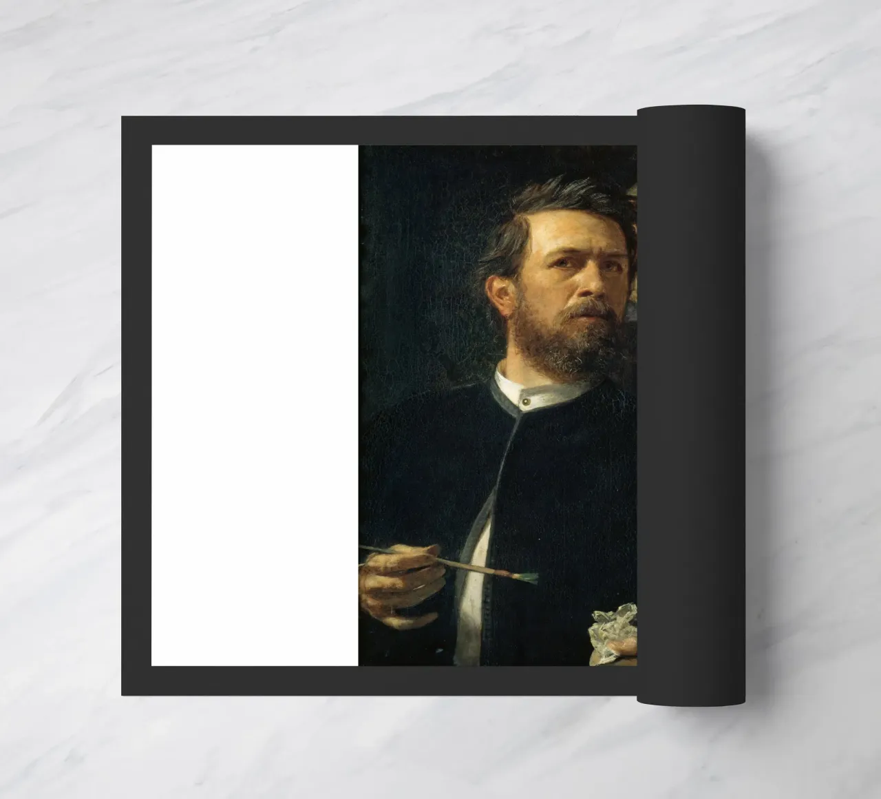 Arnold Bocklin - Self-Portrait with Death as a Fiddler doormat by Timeless Artworks