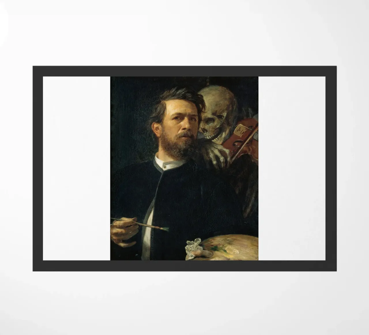 Arnold Bocklin - Self-Portrait with Death as a Fiddler doormat by Timeless Artworks